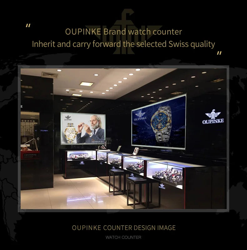 OUPINKE 3176 Hollow Men's Watch Top Brand Tourbillon Dragon Watch For Men Sapphire Mirror Luxury Mechanical Man Wristwatch