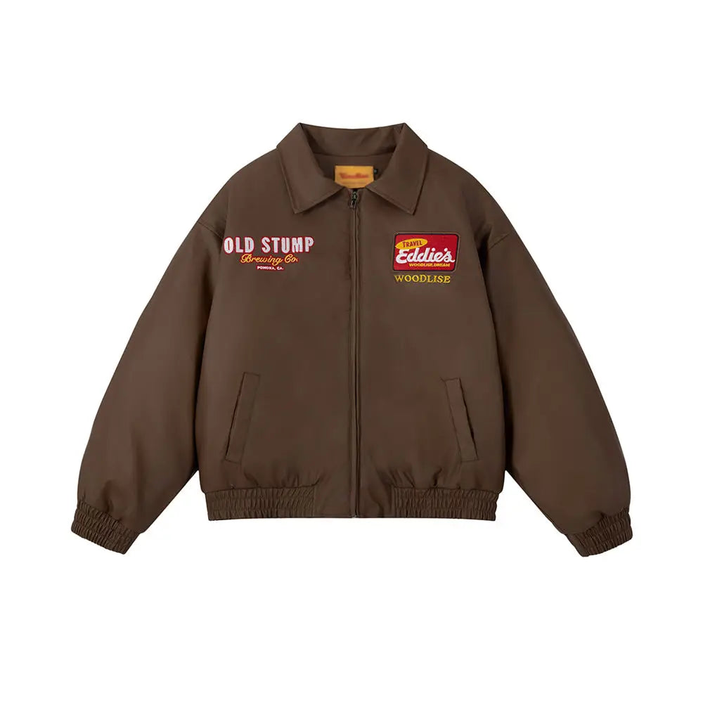 Letter Embroidery Quilted Leather Jacket Mens Winter Thick Retro High Street Lapel Long Sleeve Padded Jacket Men