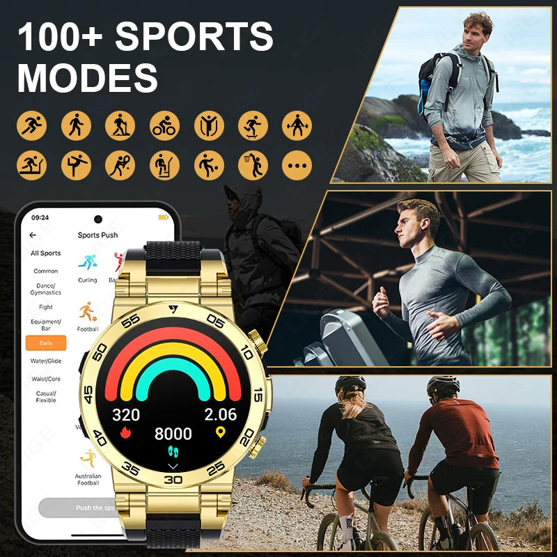 LIGE Fashion LED Flashlight Smart Watch For Men Custom Watch Face Bluetooth Call  Bracelet Sport Blood Oxygen Monitor Smartwatch