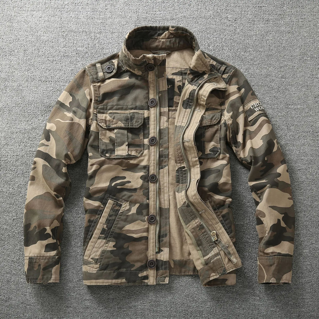 High Grade Men's Jackets Pure Cotton Multiple Pockets Camouflage Tooling Jacket Men Clothing Casual Jacket Coat A5F268