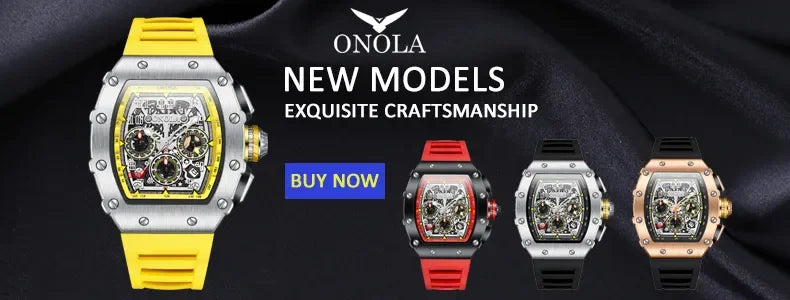 TOP Hot Selling Men Watch Fashion Brand ONOLA Quartz Silicone Tape Watches men Clock