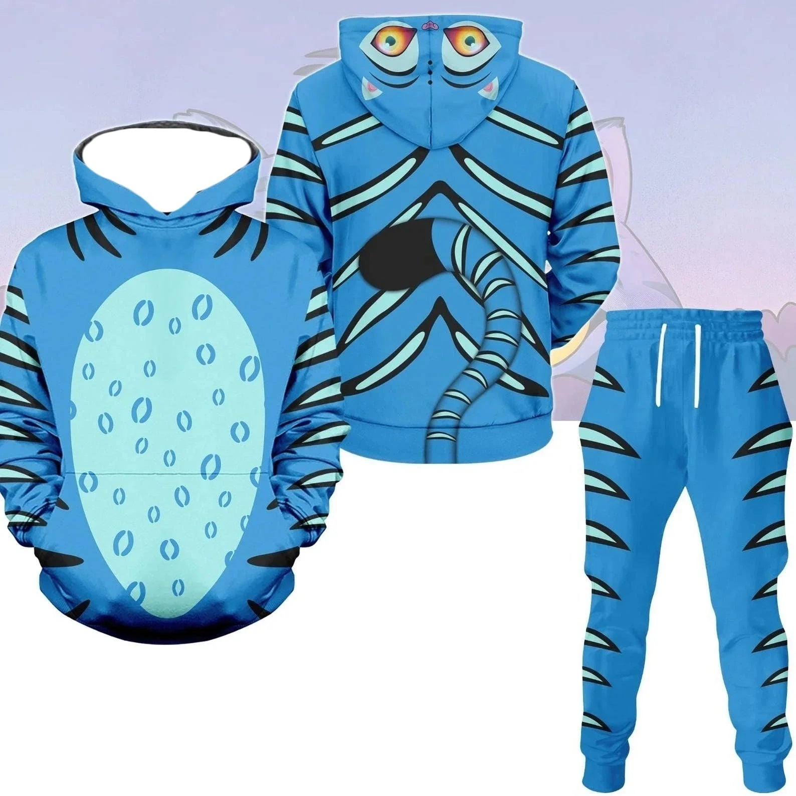 Autumn and Winter Hoodie Set Cosplay Tiger Witch Hunting Group Oversized Korean Style American Street Adult Men and Women