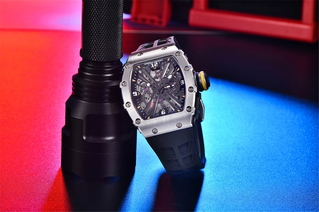 PAGANI DESIGN New VH65 Watch For Men Skeleton Quartz Wristwatch Sapphire Glass Silicone Original Luxury Men Watch Gift With Box