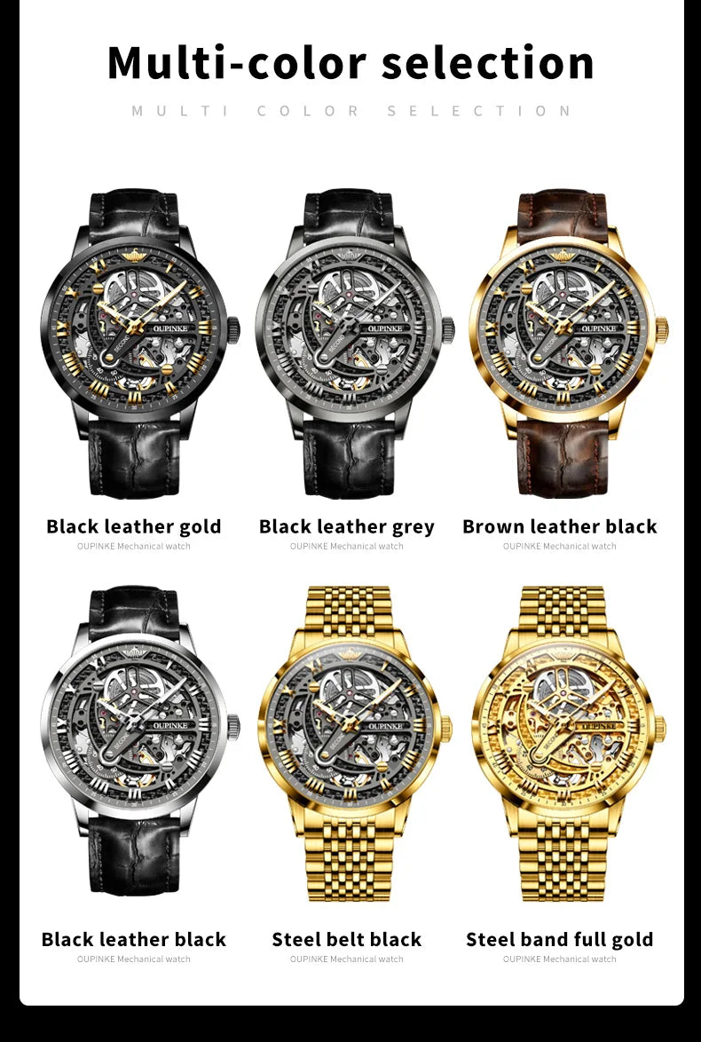 OUPINKE Great Price Reduction Luxury Brand Men Watch Gold Fully Automatic Mechanical Watch Waterproof Luminous Original Watch