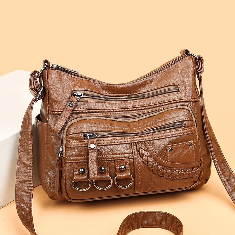 Vintage PU Crossbody Bag