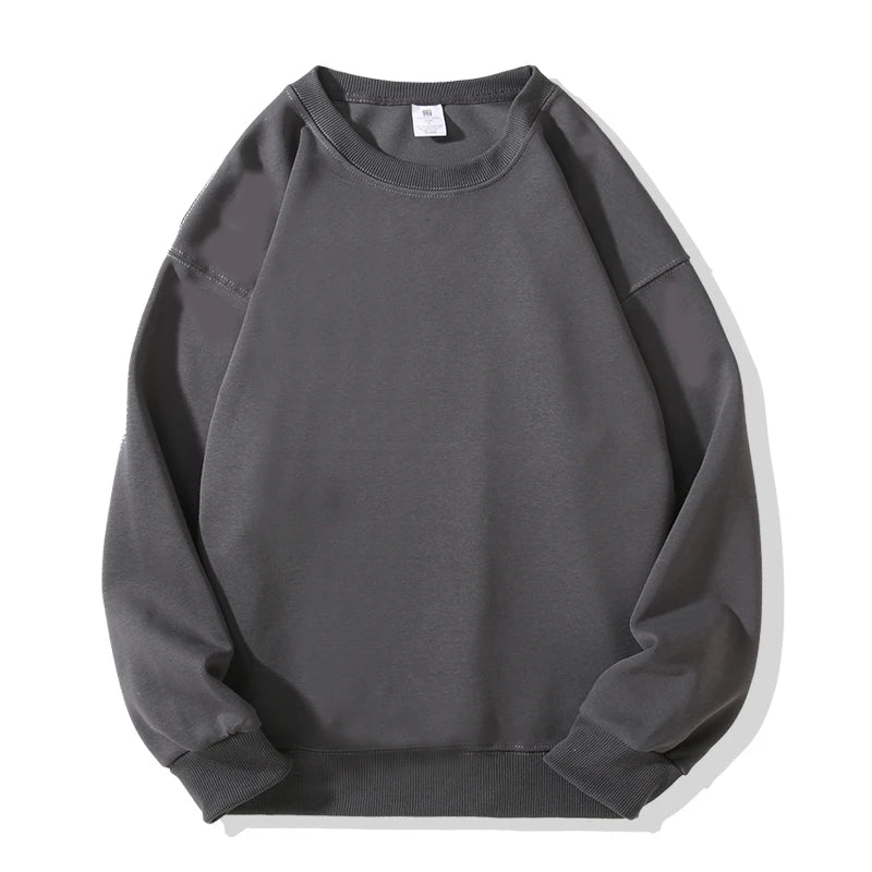New Heavy Fabric Men/Women Simple Style Sweatshirts Fashion Soild Color O Neck Loose Hoodies Autumn Casual Pullover Tops