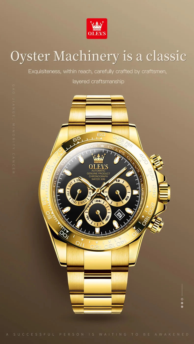 OLEVS 6638 Men Watch Brand Mechanical Movement Automatic Watch Men Luxury Waterproof Calendar Timing Code Original Men Watch