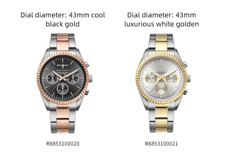 Original Maserati watches men's luxury gold fashion trend dial Shi Ying European and American business watch blue gold R88531000
