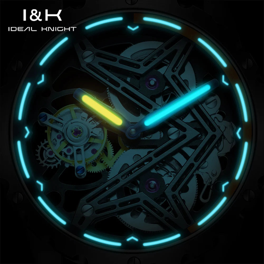 IDEAL KNIGHT 6803 Tourbillon Watch Automatic Mechanical Watch Luminous Waterproof Clock High Quality Fashion Business Men Watch