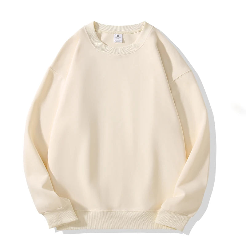 New Heavy Fabric Men/Women Simple Style Sweatshirts Fashion Soild Color O Neck Loose Hoodies Autumn Casual Pullover Tops