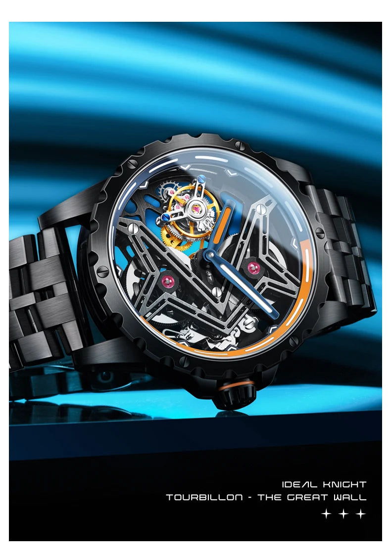 IDEAL KNIGHT 6803 Tourbillon Watch Automatic Mechanical Watch Luminous Waterproof Clock High Quality Fashion Business Men Watch