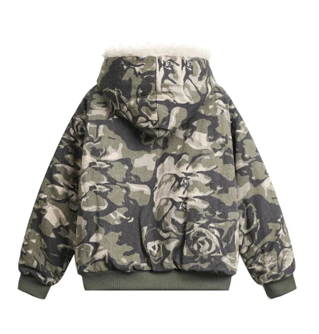 Menswear Thickened Denim Quilted Padded Jackets Autumn Winter Trend 2025 New Oversized Fur Collar Hooded Cotton-padded Coat