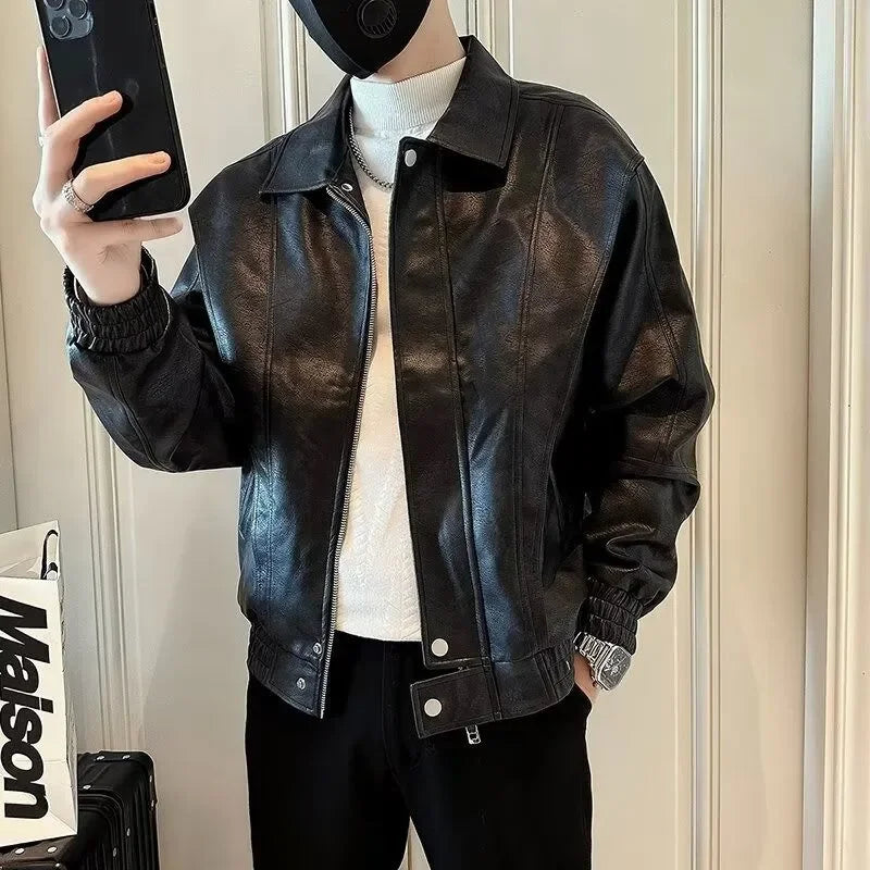 High-end Leather Jacket for Men in Spring Autumn Winter 2025 New Trendy Casual