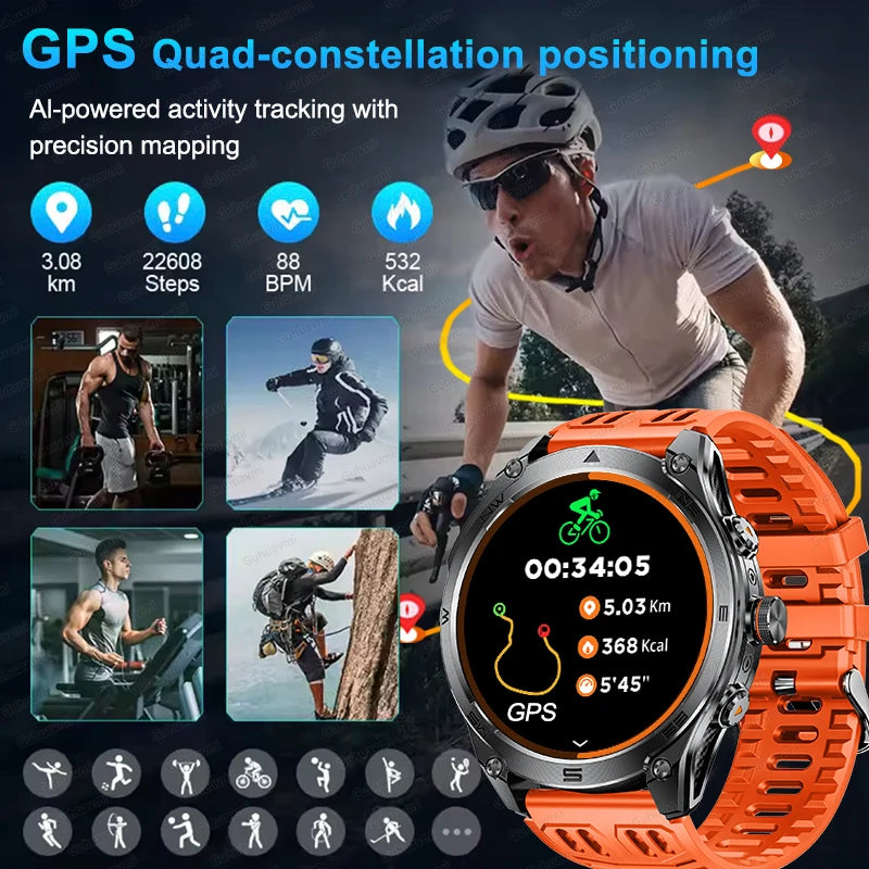New Premium GPS SmartWatch Outdoor Altimeter Barometer Swim Sports Watch IP69 Waterproof Compass Military Smart Watches For Man