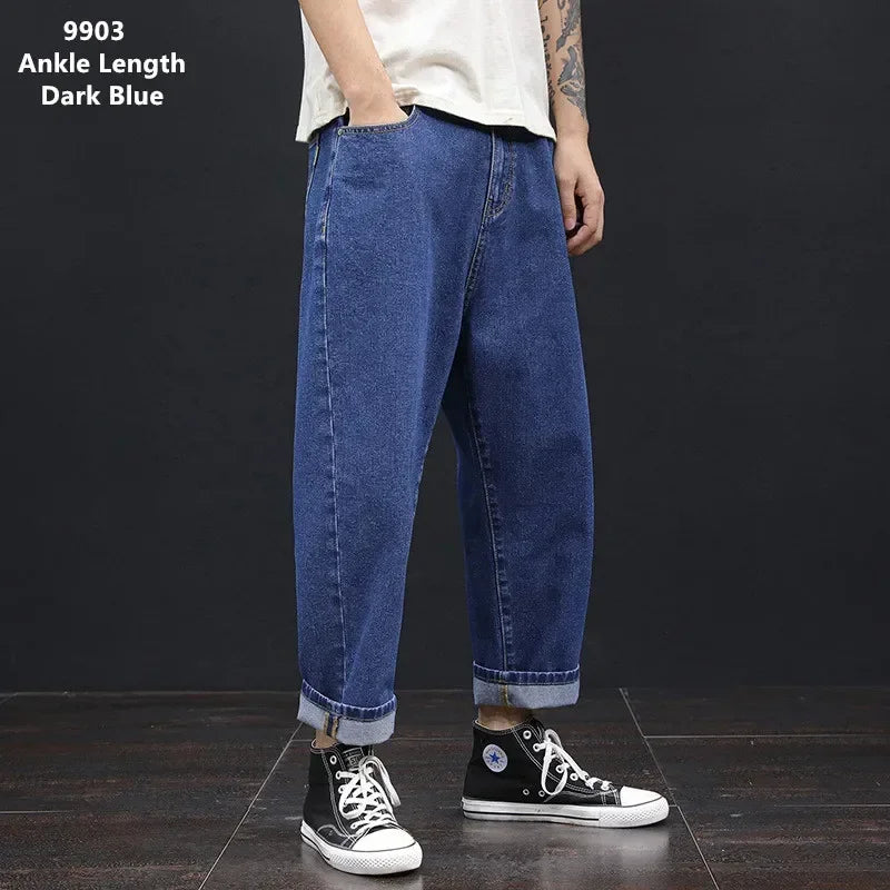 Baggy Jeans Men Clothing Loose Plus Size Denim Pants Mens Oversized Blue Wide Leg Jean Large 42 44 46 48 Man Fashion Trousers