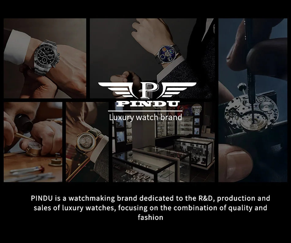 2024 New PINDN Jaco&Co Brand Watch Men's Leather Sports Watch Men's Quartz Watch Chronograph Men's Clock Relogio Masculino