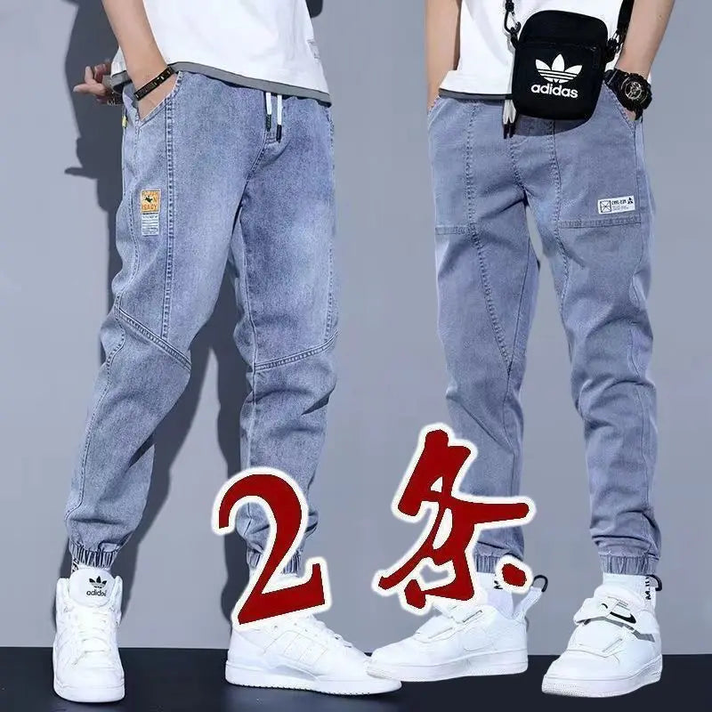Loose Fit Men's Denim Jeans Casual Workwear Harlan Pants Trousers Harajuku Sle Cotton Polyester Blend Wear Resistant