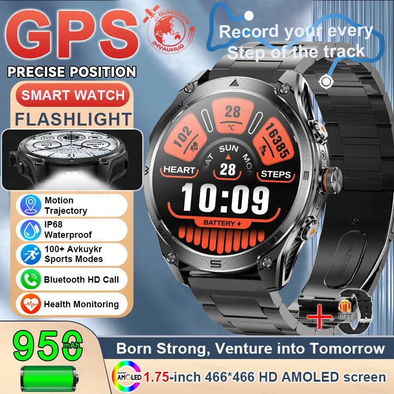 New Premium GPS SmartWatch Outdoor Altimeter Barometer Swim Sports Watch IP69 Waterproof Compass Military Smart Watches For Man