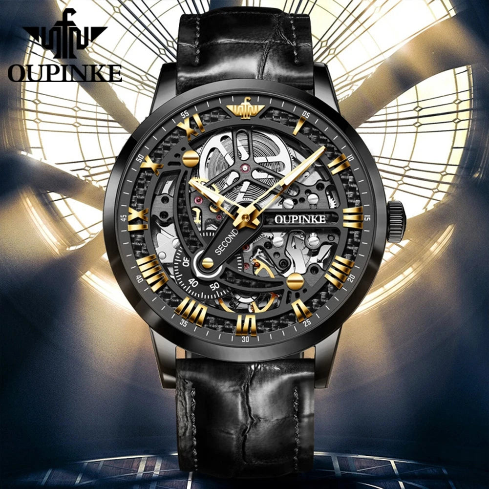 OUPINKE Great Price Reduction Luxury Brand Men Watch Gold Fully Automatic Mechanical Watch Waterproof Luminous Original Watch