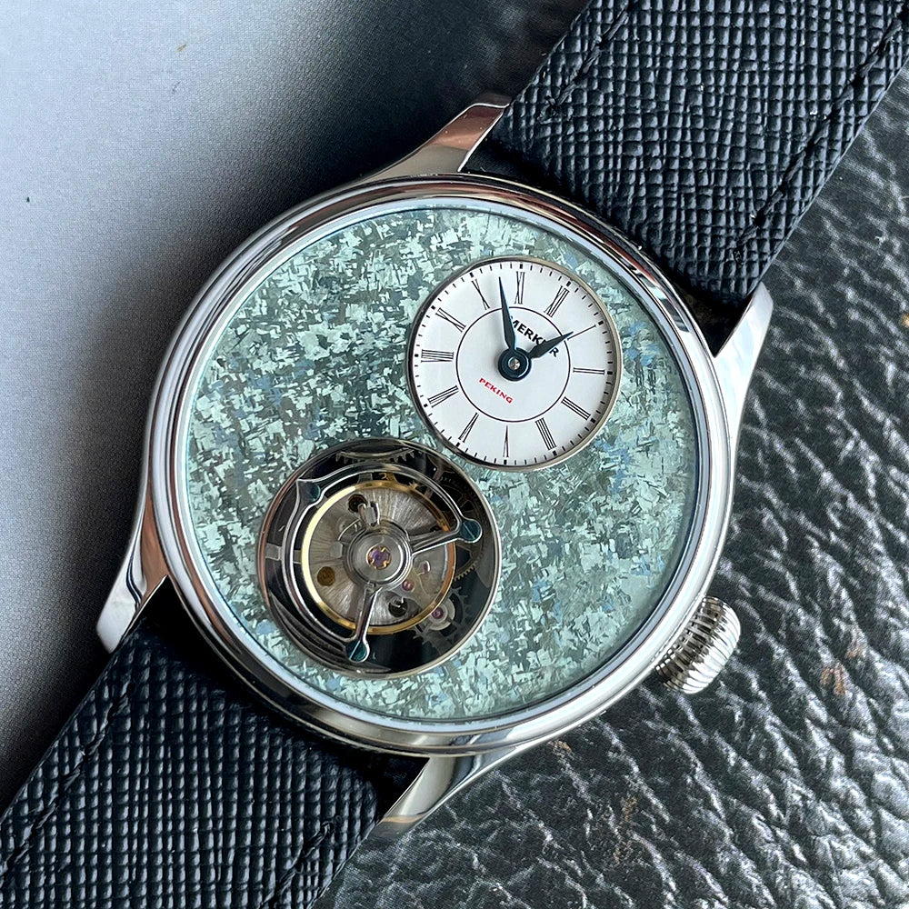 Merkur 100% Tourbillon Watch Men's Titanium Ice Flower Dial Sapphire Watch For Men Mechanical Wristwatches Relogio Masculino