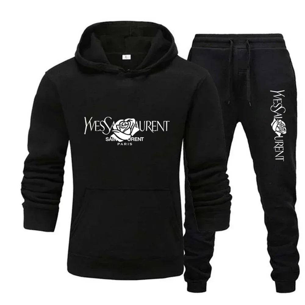 2025 Men's Casual Sports Suit with Hoodie and Sweatpants for Autumn and Winter Outdoor Sports Fashion Men's Clothing.