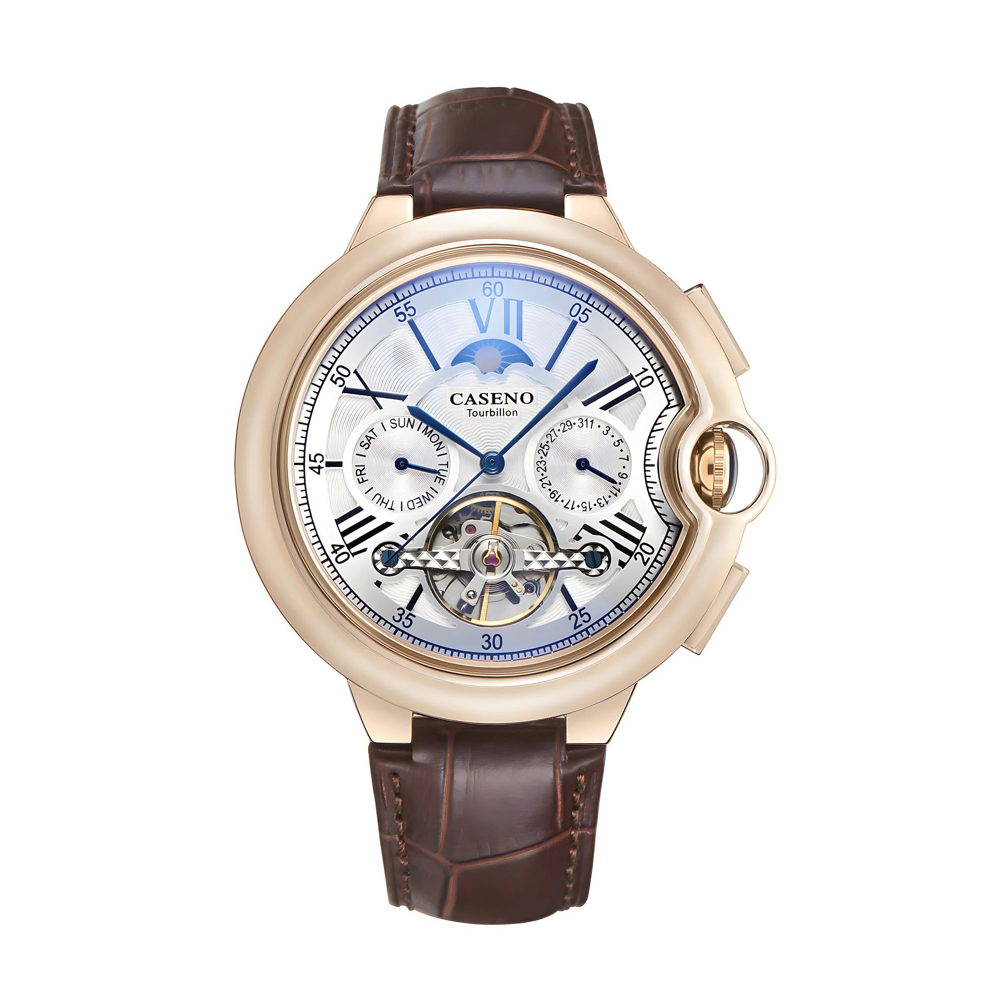 CASENO Star Roman Grand Men's Fully Automatic Watch Tourbillon Belt Mechanical Watch-831GSR