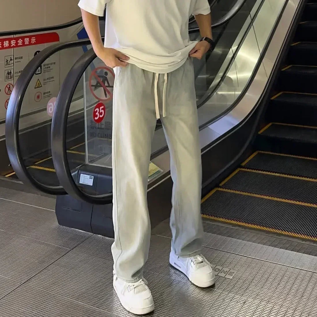 Men's Jeans Spring Autumn New Loose Straight Comfortable High Street Casual Trousers Trendy American Style