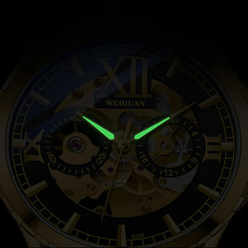New Fully Automatic Mechanical Watch Men's Hollow Luminous Waterproof Fashion Watch High-end Business Multi-function Watches