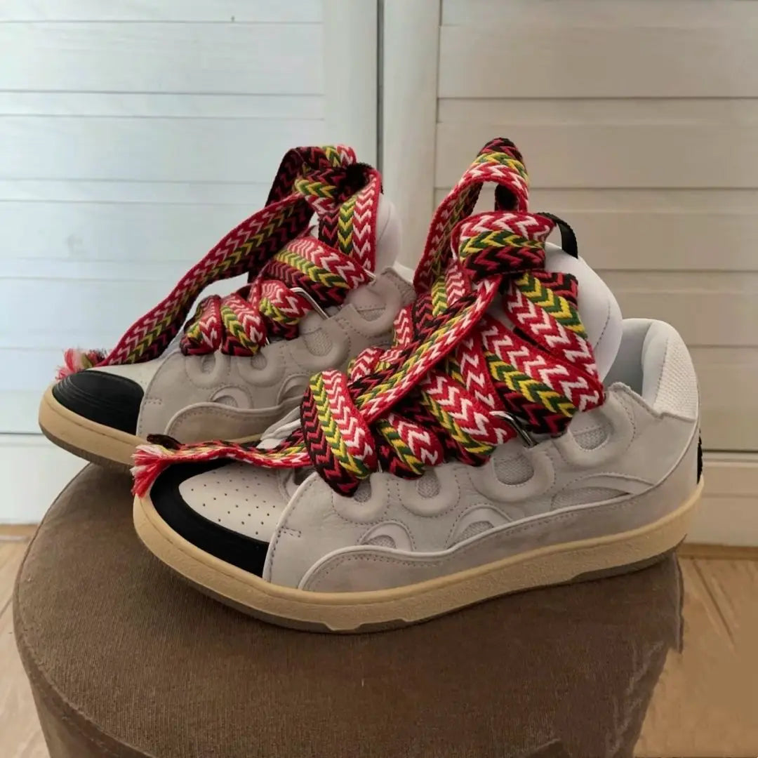 2025 New Men's Women's sports shoes Casual Shoes Splicing color design Thick tongue Colorful shoelace Matching fashion Shoes