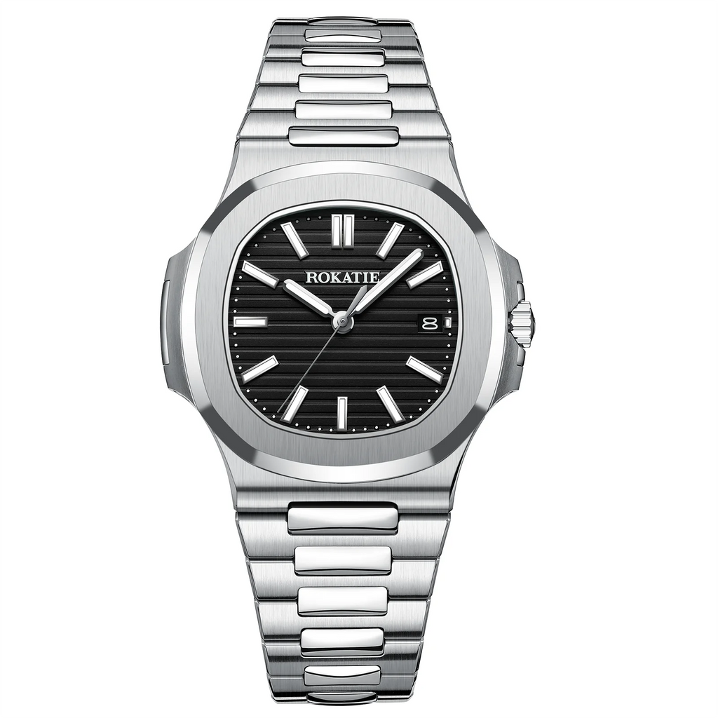 ROKATIE Mechanical Watches Luminous Needle Stainless Steel 316L 9015 Movement Automatic Watch 5ATM Waterproof Automatic Watch