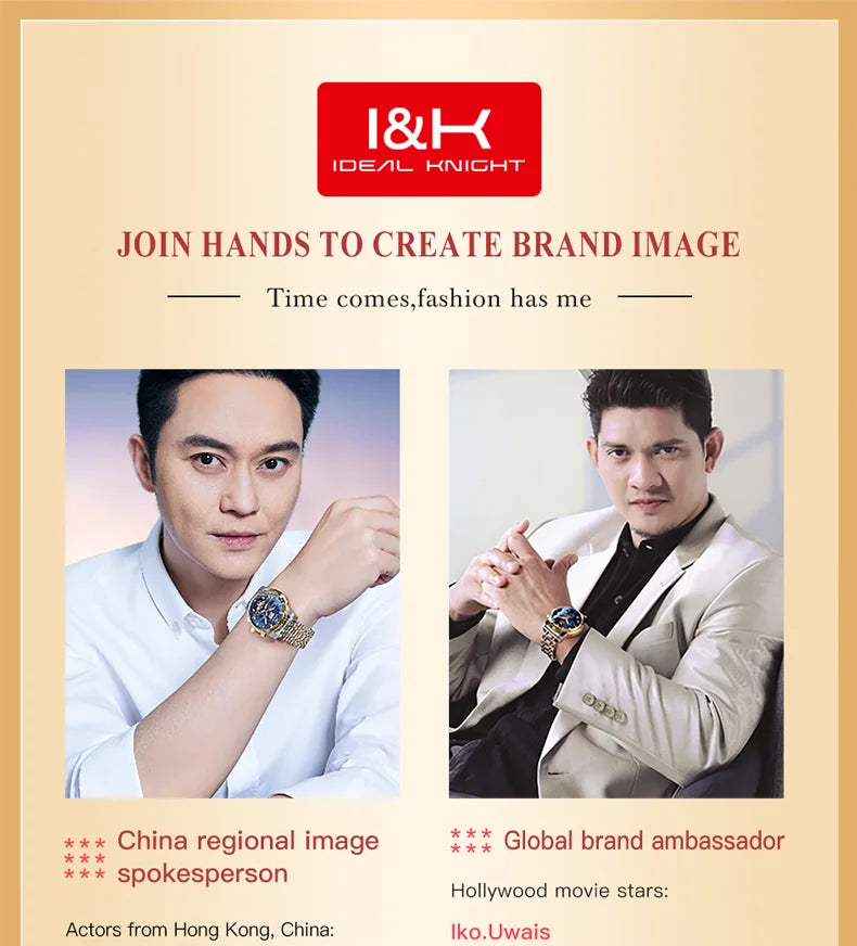 IDEAL KNIGHT Top Brand Luxruy Mens Watch Advanced Tourbillon Automatic Mechanical Watch Waterproof Luminous Dual Region Time