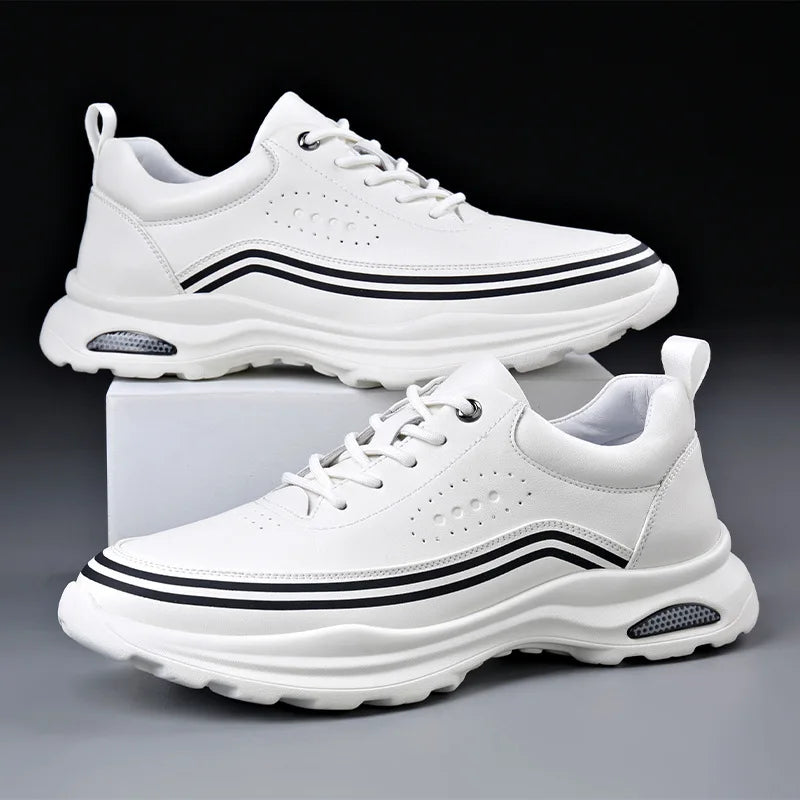 New Cow Leather Sneakers for Men Fashion Casual Sports