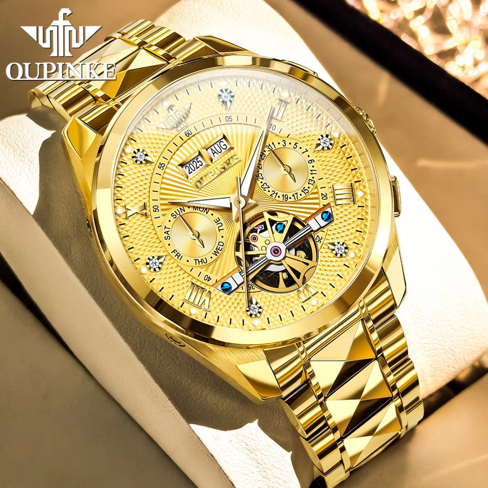 OUPINKE 3270 Mens Watch Automatic Mechanical Watch﻿ Waterproof Luminous Watches For Man Tungsten Steel Imported Movement Reloj