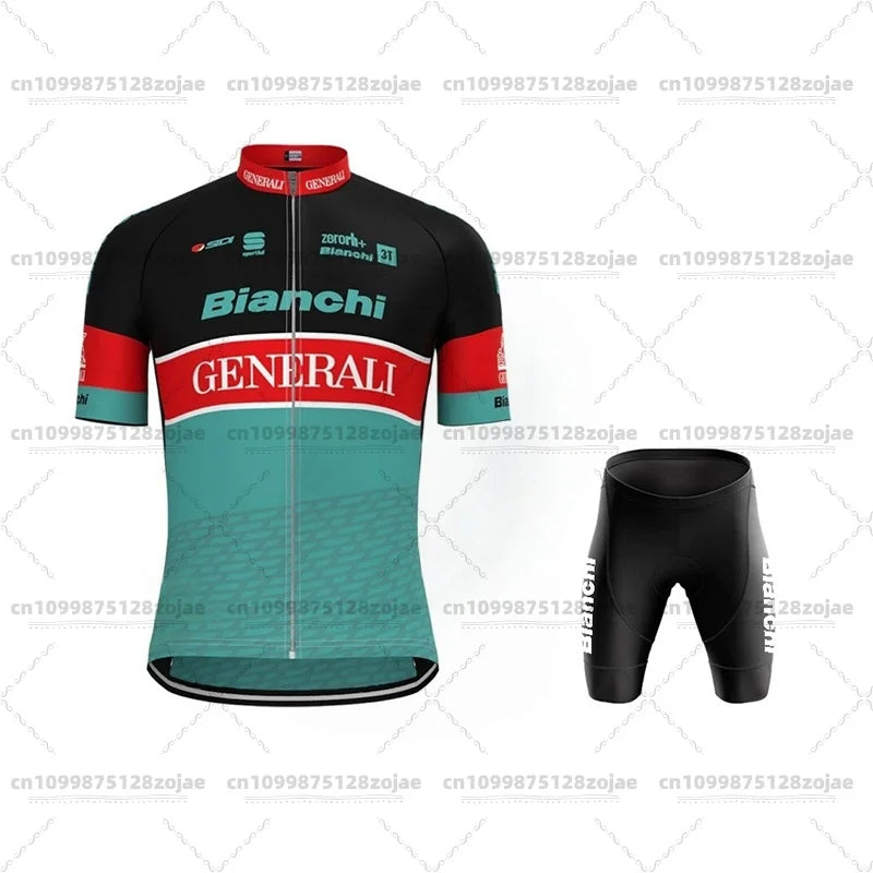 2025 Men's Retro Short Sleeve Jersey BIANCHI Cycling Jersey Bicycle Summer Short Sleeve Quick Dry Cycling Suit Kit