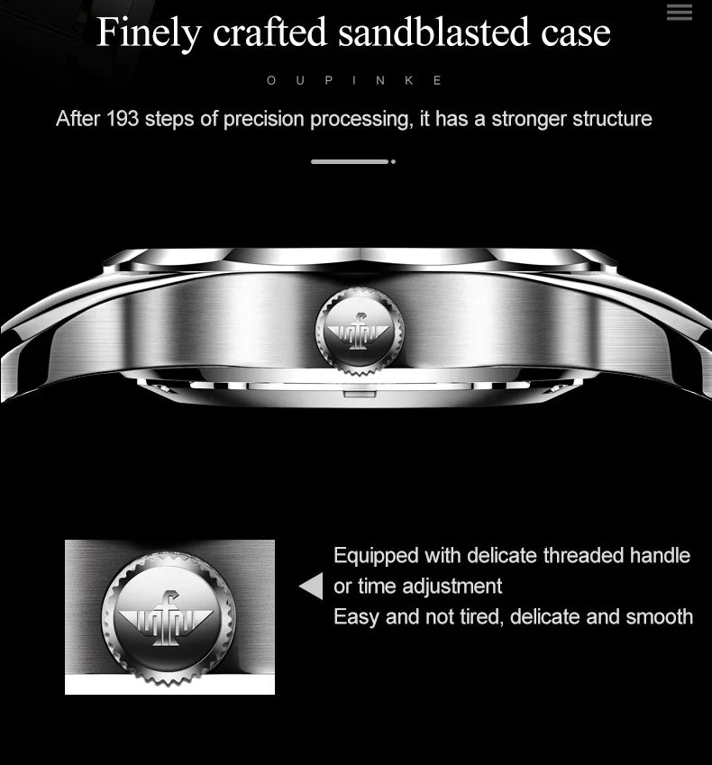 OUPINKE Tungsten Steel Strip Men's Watches Fully Transparent Dial Automatic Mechanical Watch Waterproof Sapphire Mirror Surface