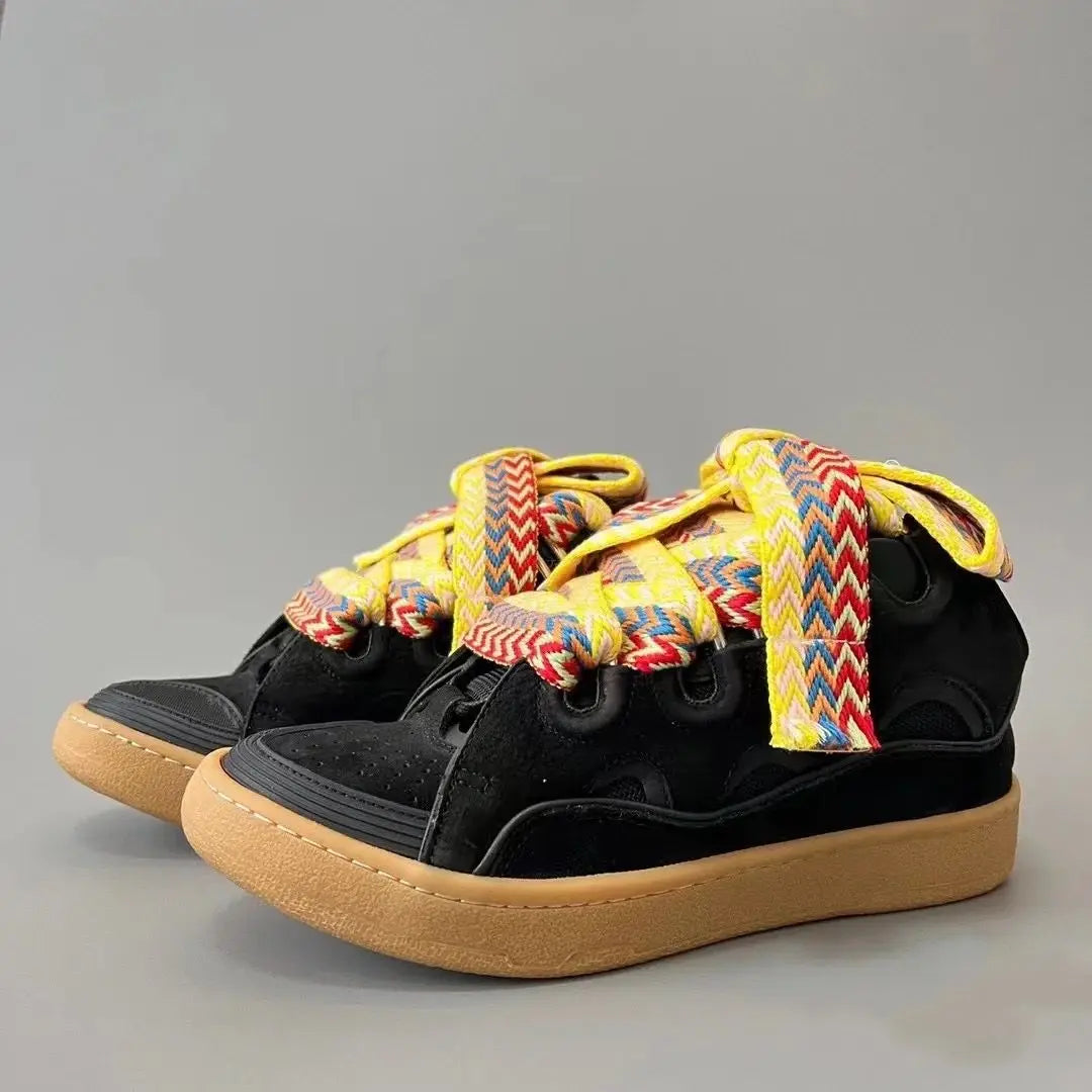 2025 New Men's Women's sports shoes Casual Shoes Splicing color design Thick tongue Colorful shoelace Matching fashion Shoes