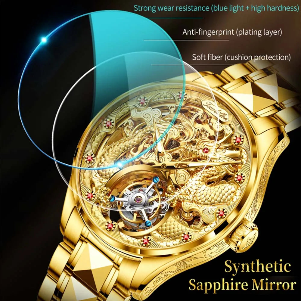 OUPINKE Original Genuine Watch Luxury Tourbillon Mechanical Business Men's Watch Automatic Mechanical Fashion Wristwatch Clock
