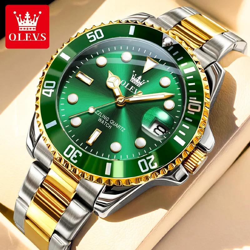 OLEVS 5885 Man Watch Original Brand Waterproof Quartz Watch Stainless Steel Strap Automatic Date Mens Gifts Watches For Man