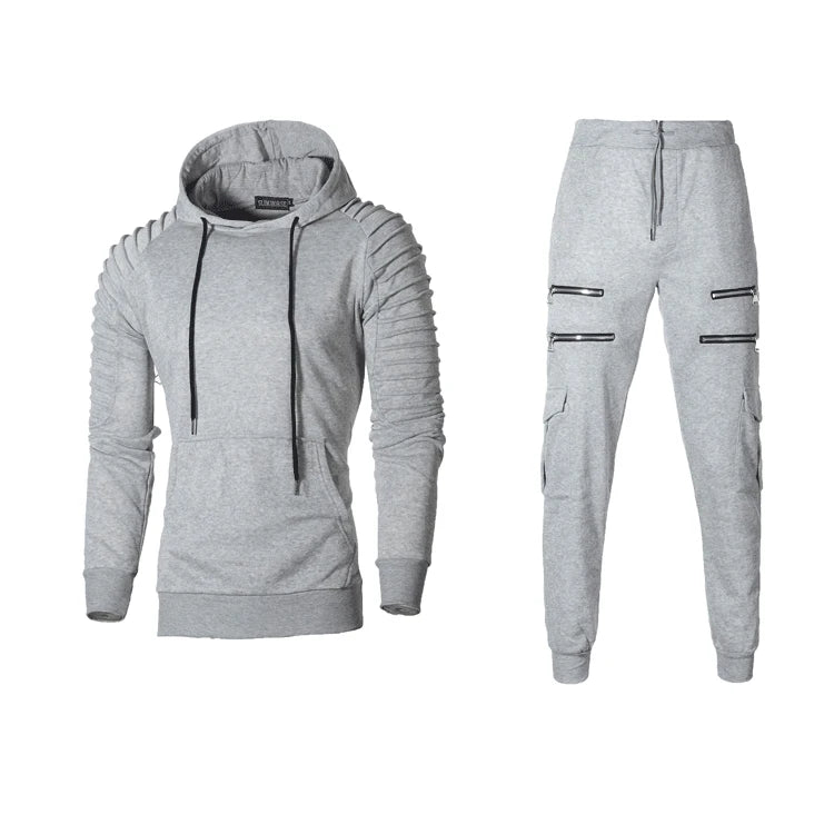 2025 New Men's Sportswear Set Two-piece Casual Jogging Warm Breathable Fitness Sportswear Set Military Tactical Hoodie + Trouser