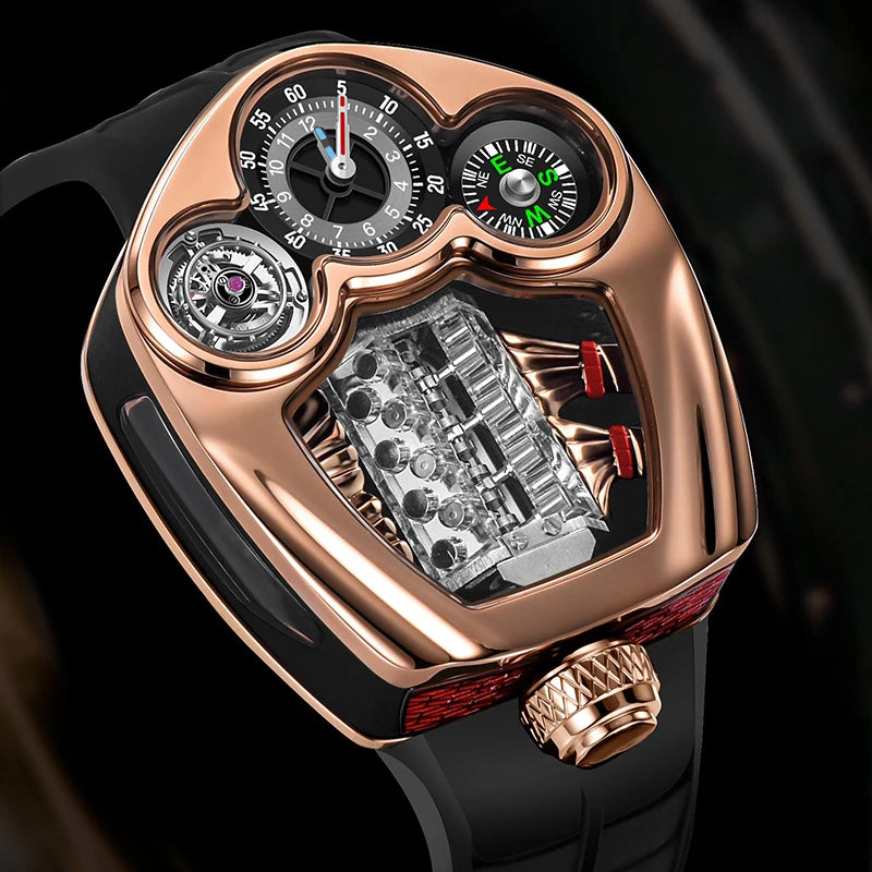 Pindu's top brand fully automatic mechanical watch sports engine personalized design interesting and classic watch