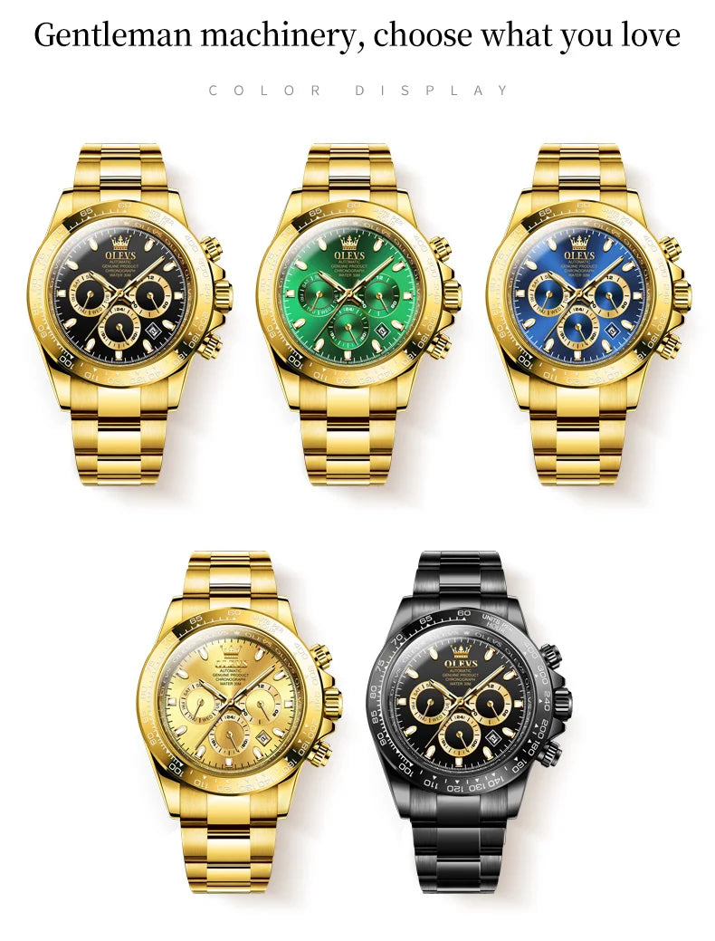 OLEVS 6638 Men Watch Brand Mechanical Movement Automatic Watch Men Luxury Waterproof Calendar Timing Code Original Men Watch