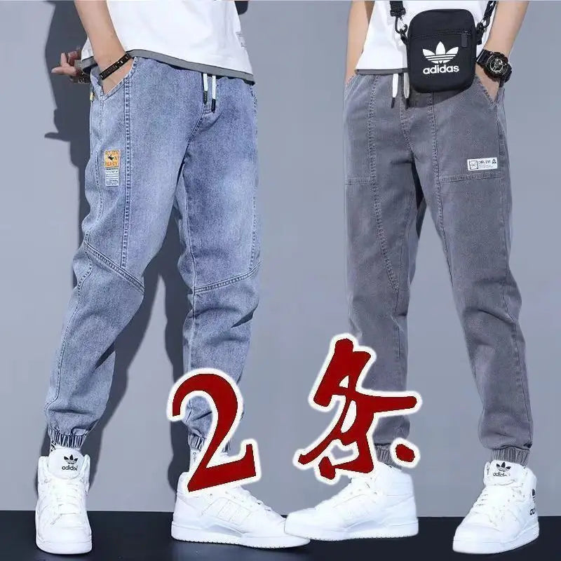 Loose Fit Men's Denim Jeans Casual Workwear Harlan Pants Trousers Harajuku Sle Cotton Polyester Blend Wear Resistant