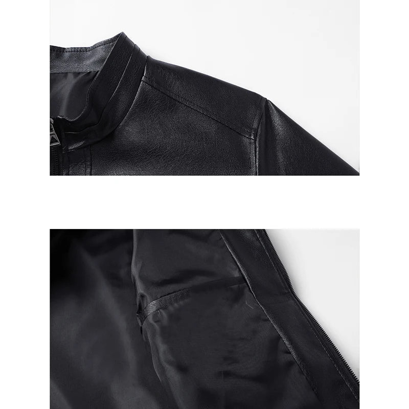 New Fashion Leather Jacket Men Autumn Winter Men's Motorcycle Jacket Biker Warm Windbreak PU Leather Coat Men Outerwear Black