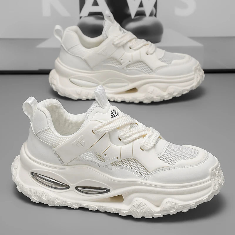 Men's Sports Shoes Thick-soled Height-increasing Large-sized Solid Color All-season Soft-soled Unique and Niche Running Shoes