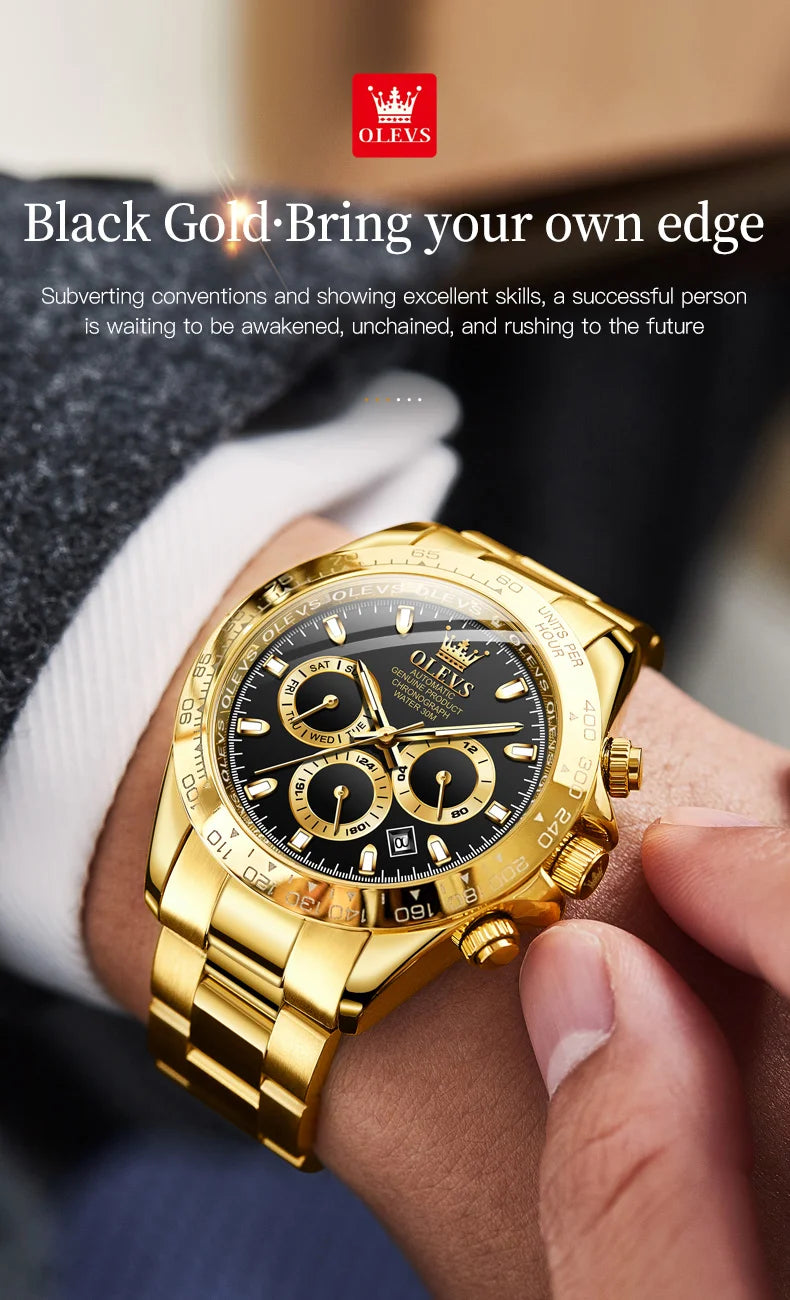 OLEVS 6638 Men Watch Brand Mechanical Movement Automatic Watch Men Luxury Waterproof Calendar Timing Code Original Men Watch