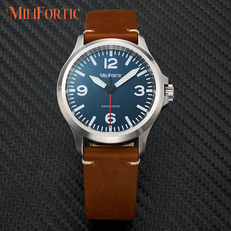 MF M096 Military Style Pilot Watch 856 Homage Large Arabic Numerals Dial 100M Waterproof  NH38 Movement Auto Man Watches