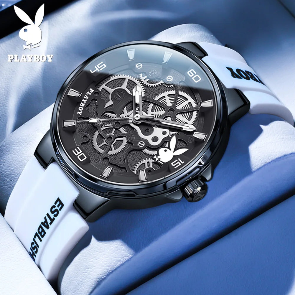PLAYBOY High Quality Sports Quartz Watch for Men Fashion Silicone Strap Man Wristwatch Waterproof Luxury Top Brand Men's Watches