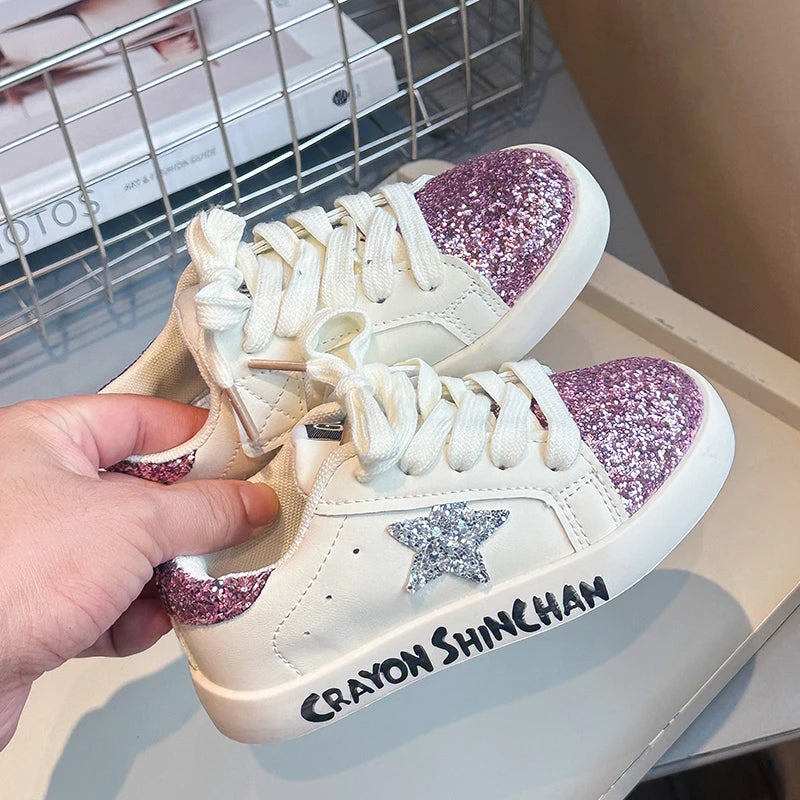Sports Shoes for Kids Spring Fall New Boys Girls Sports Shoes Casual Board Shoes Leather Soft Soled Small White Shoes for Kids