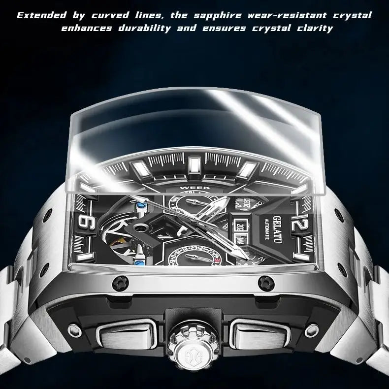 GELATU 6013 Luxury Men Hollow Automatic Mechanical Watch Waterproof Multi functional Original Men Watch Formal Watch Reloj