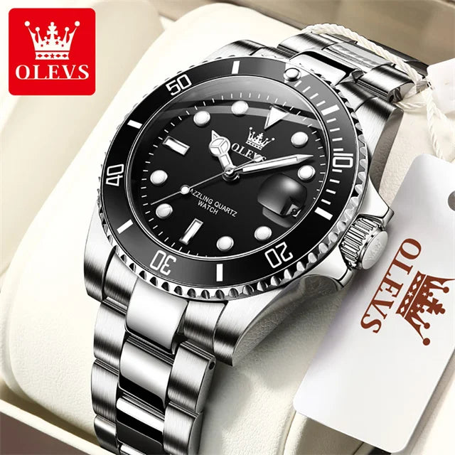 OLEVS Top Original Quartz Watch for Men Diving Series Stainles Steel Waterproof Man Watch Fashion Luxury Brand Men's Wristwatch